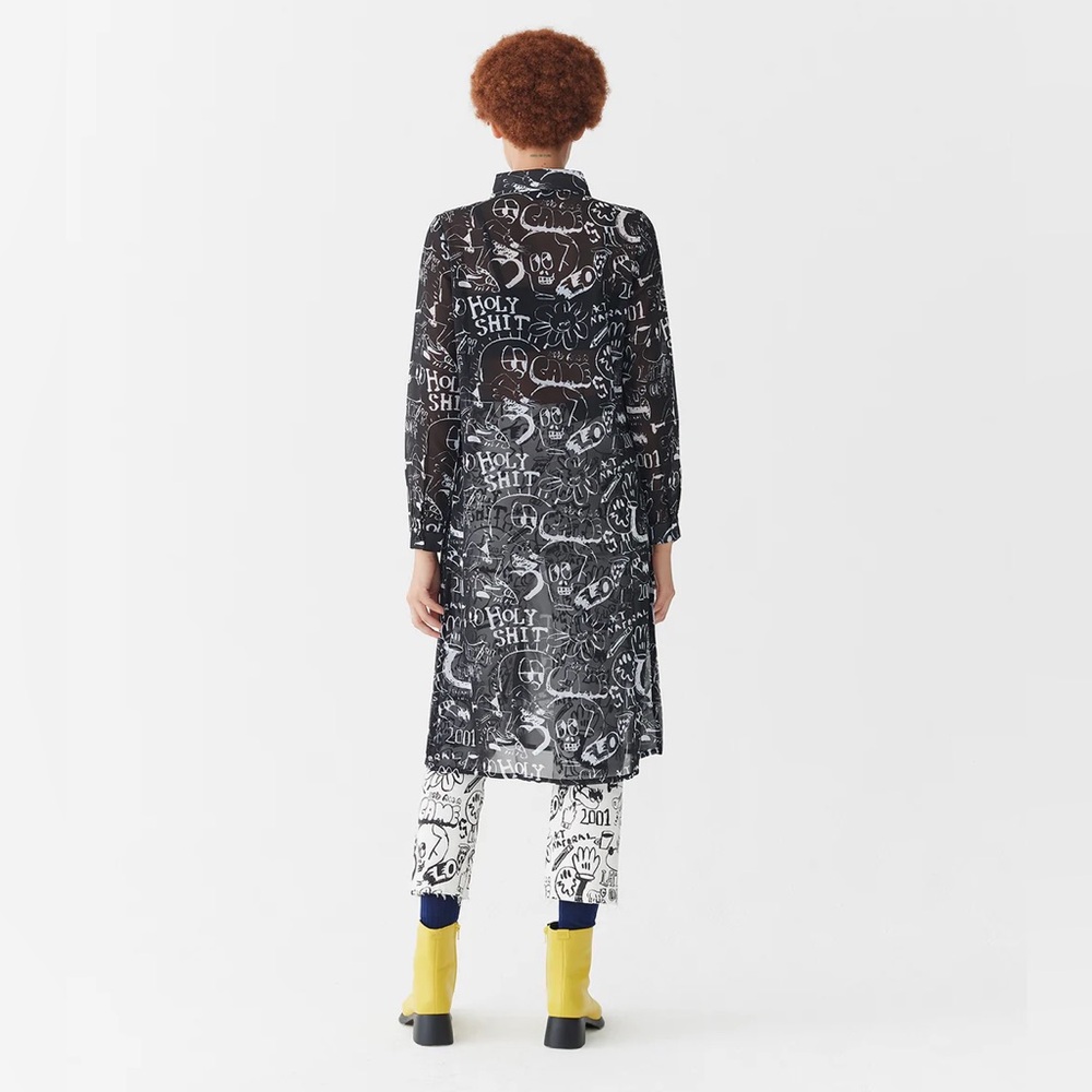 Lazy Oaf Drawn Out Sheer Shirt Dress - Picture 6 of 6